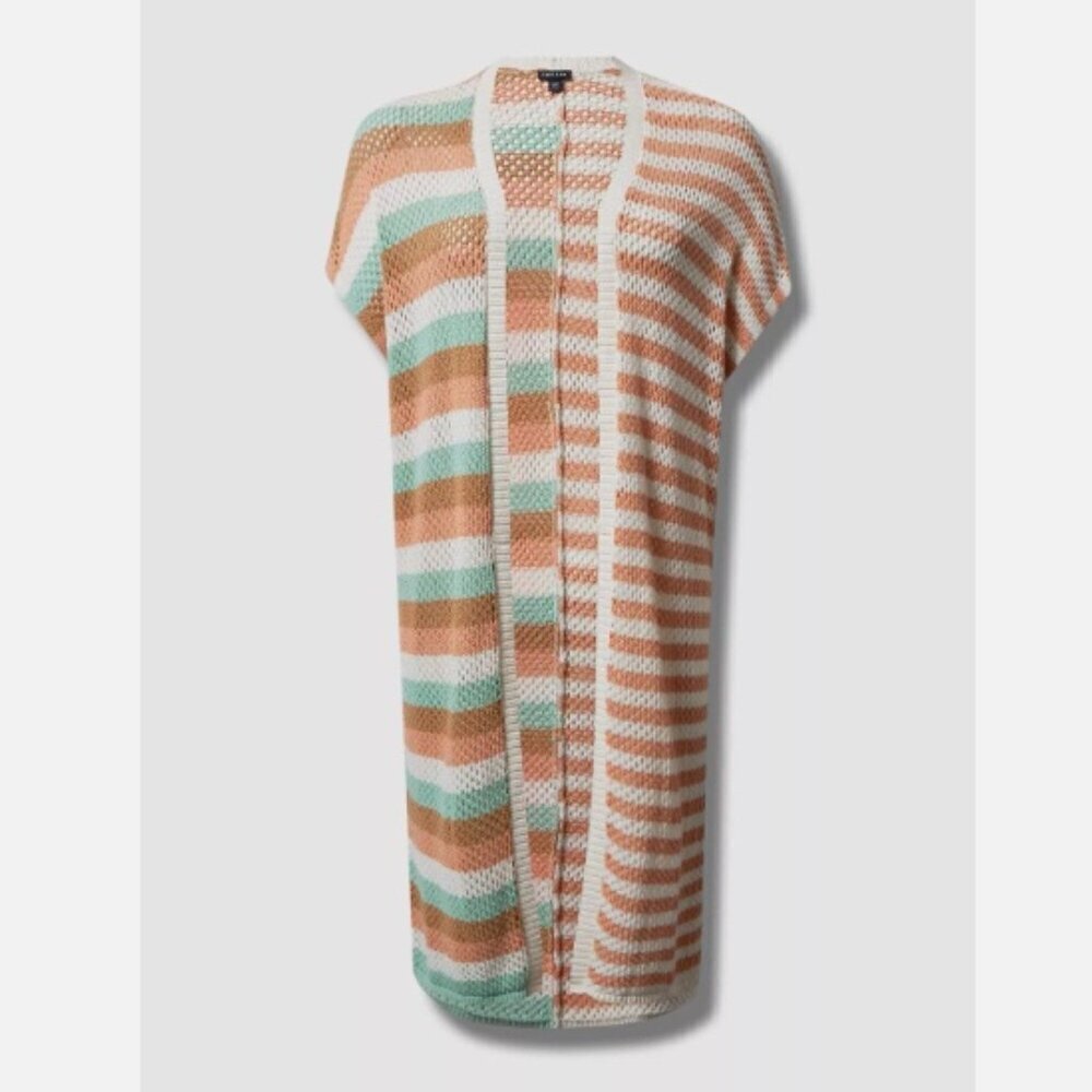 Torrid Sleeveless Stripe Sweater Duster Vest Long Length Size 3X 4X Women's NWT